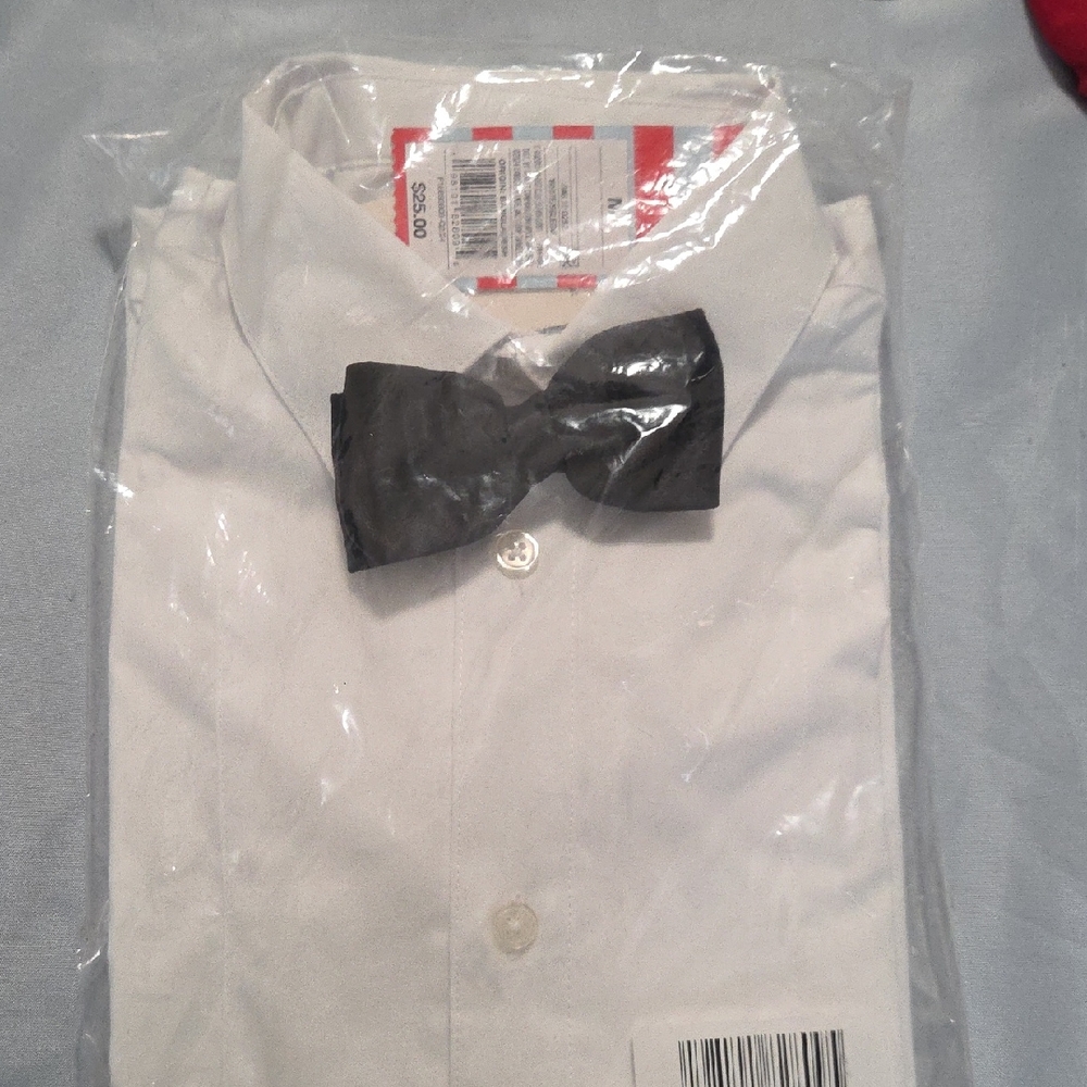 Cat & Jack White Dress Shirt with Black Bow Tie